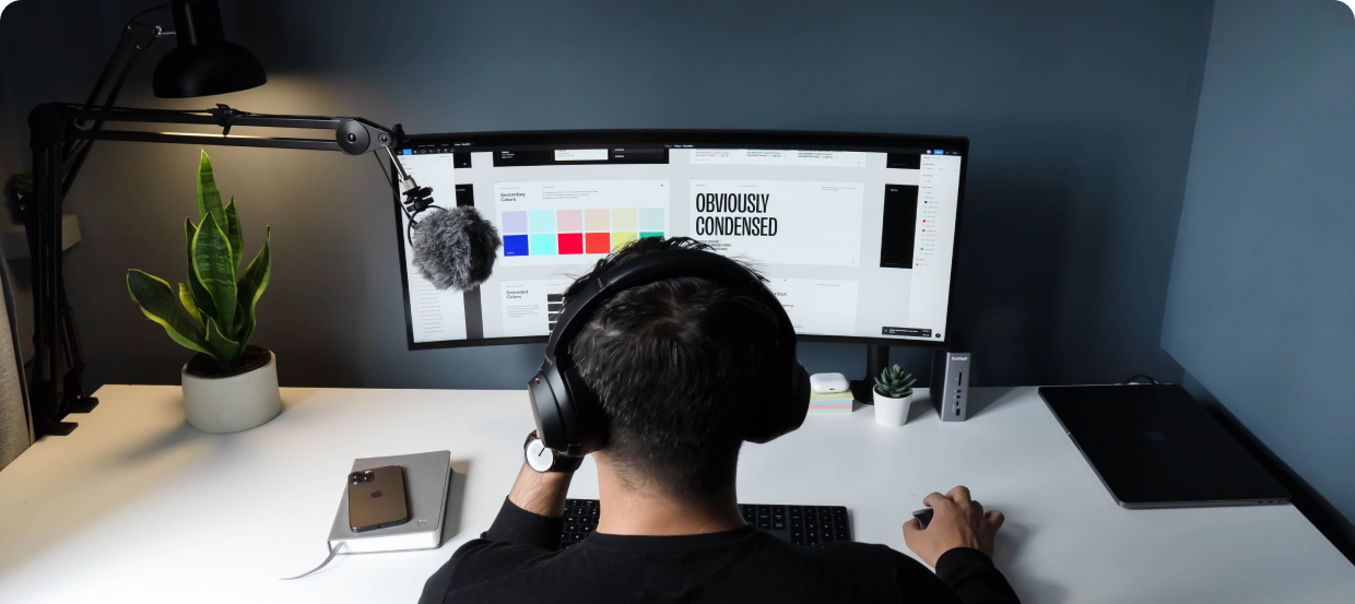 a man with headphone creating a design system